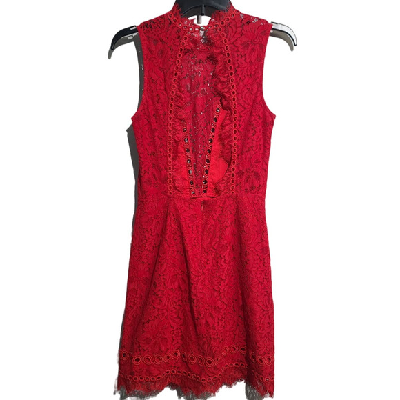 Free People X Saylor Cherie Red Lace Dress Sleeveless Bodycon - Picture 3 of 6